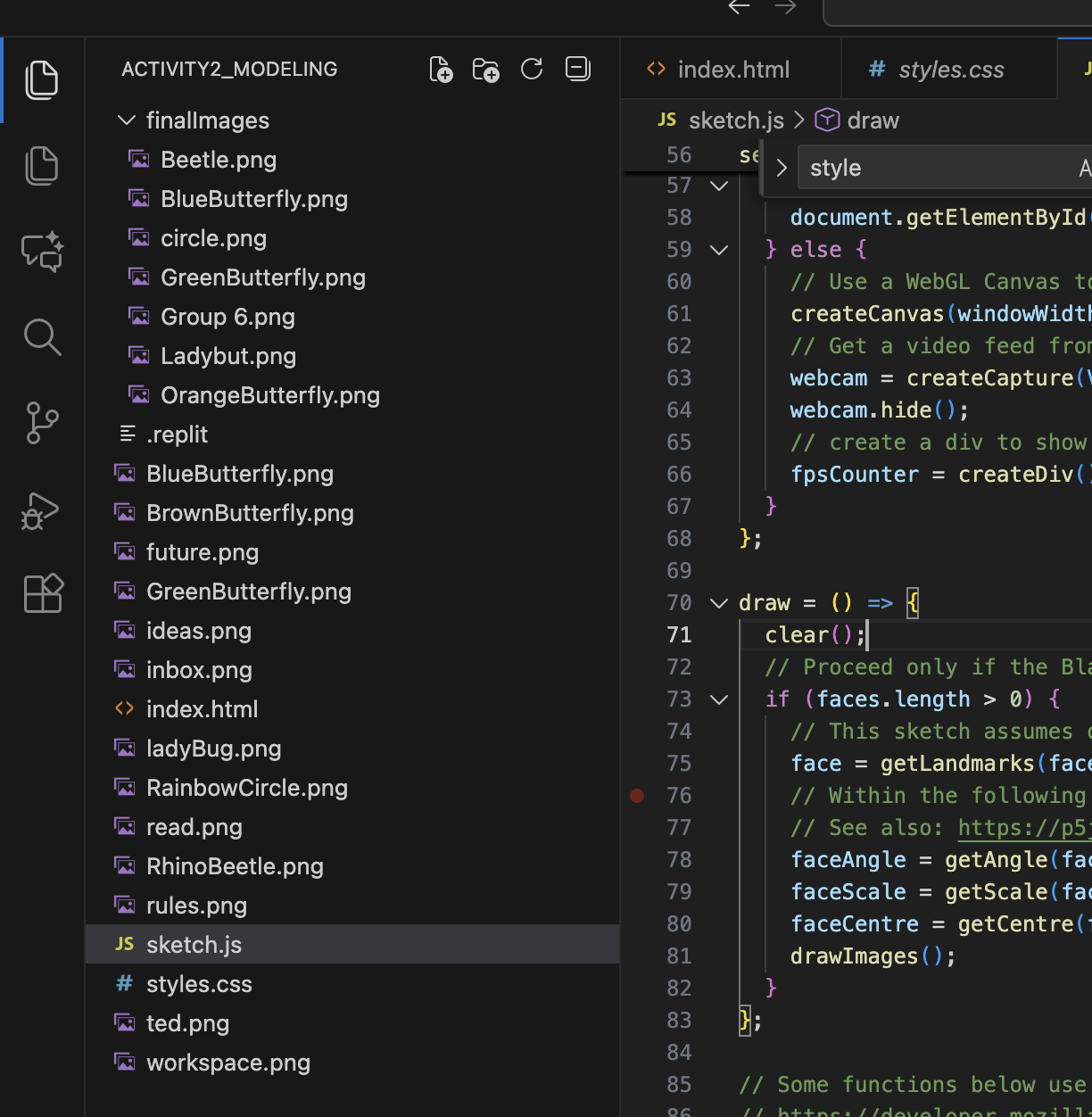 This is a screenshot of my code folder, I labeled all of the images in order to easily copy and paste my components together which I learned from past projects.